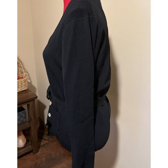 Due per Due Collection 2 Piece Solid Black Long Sleeve Cardigan And Top Size XL - Picture 4 of 13